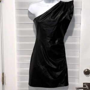 XPRESS one shoulder faux leather mini dress size XS